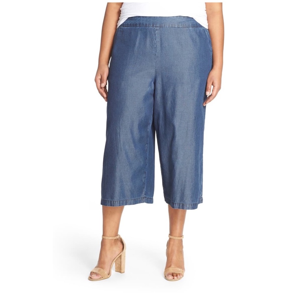 Melissa Mccarthy Seven7 Chambray Wide Leg Pant 16W